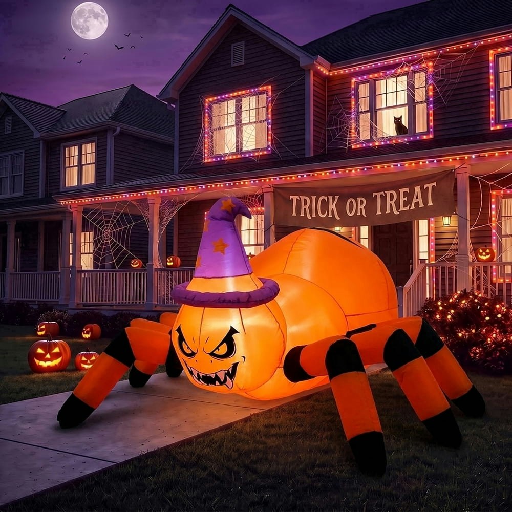 Glazina 6-Foot Halloween Inflatable Pumpkin Spider: $40.99