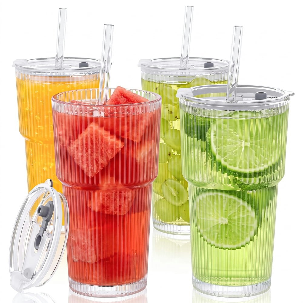 GPED 25oz Ribbed Glass Tumblers 4-Pack: $19.89 GPED 25oz Ribbed Glass Tumblers 4-Pack: $19.89