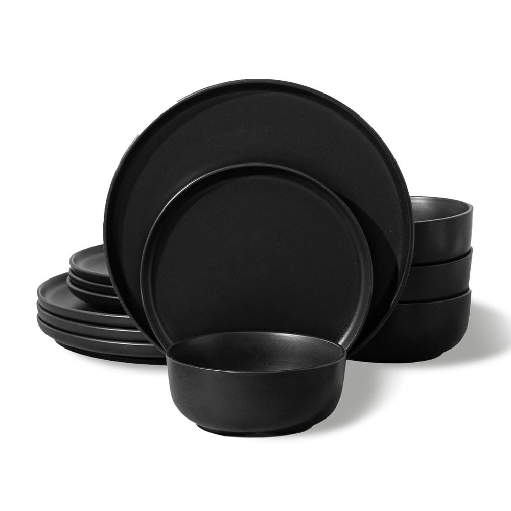 Kingstone 12-Piece Matte Black Stoneware Dinnerware Set: $43.89 Kingstone 12-Piece Matte Black Stoneware Dinnerware Set: $43.89
