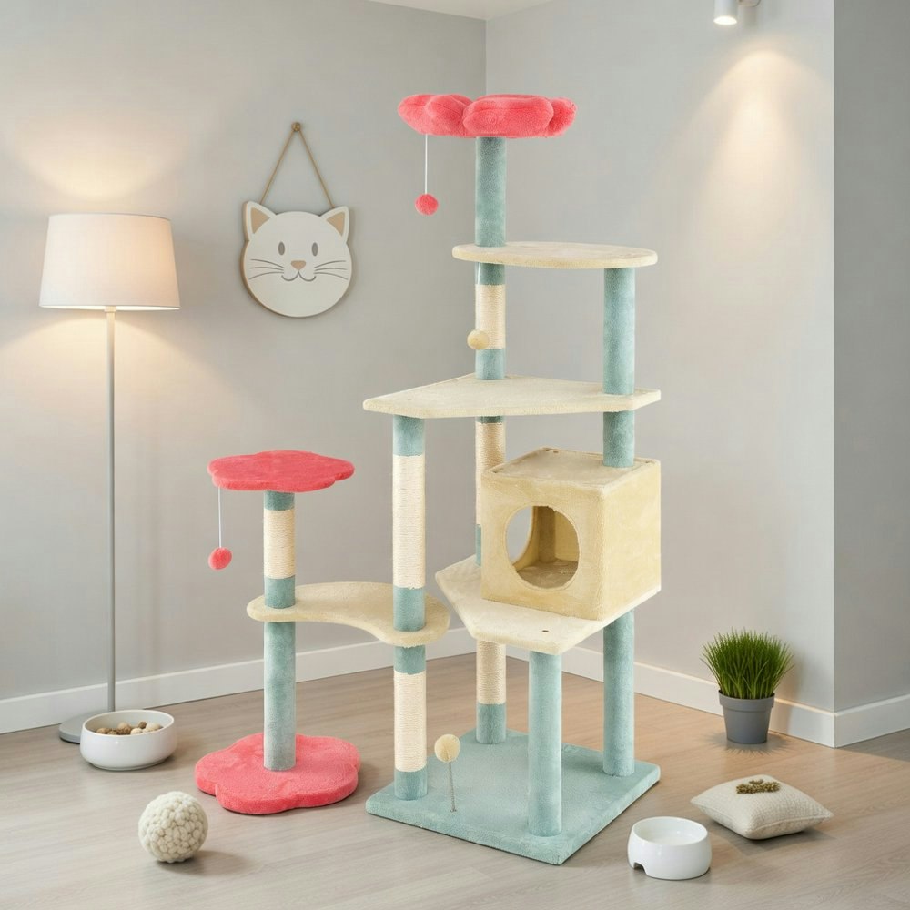 Resenkos 61-Inch Floral Cat Tree Tower: $83.26 Resenkos 61-Inch Floral Cat Tree Tower: $83.26