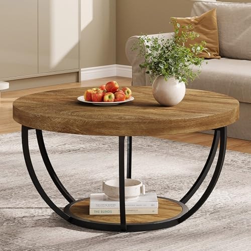 Tribesigns 31.7-Inch Round Coffee Table with Storage: $109.99
