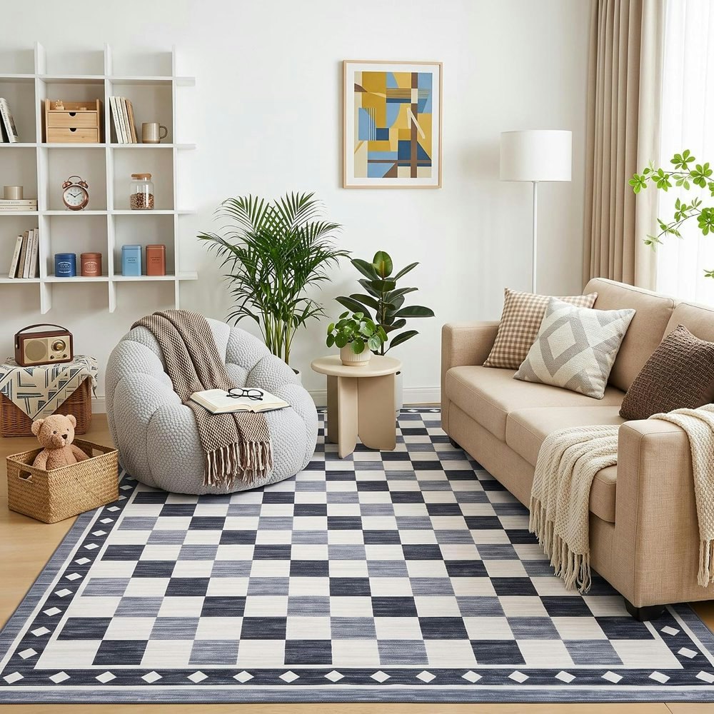 9x12-Foot Modern Checkered Area Rug: $67.98 9x12-Foot Modern Checkered Area Rug: $67.98
