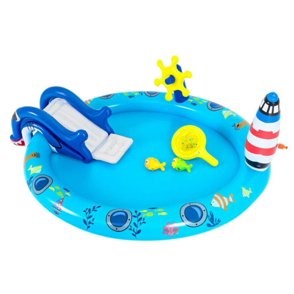 74-inch Inflatable Shark Slide and Lighthouse Water Play Center: $83.80