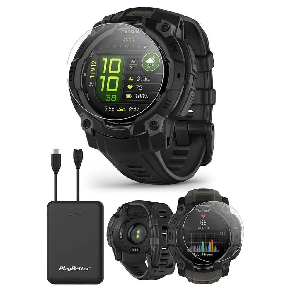 Garmin Instinct 3 45mm AMOLED Rugged Outdoor GPS Smartwatch Bundle: $309.99