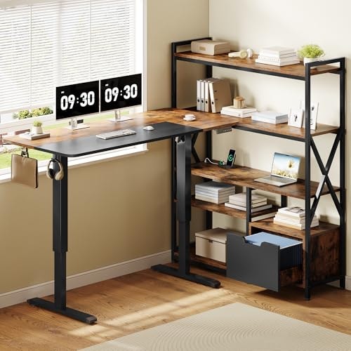 Homiflex 77.8-Inch L-Shaped Standing Desk with Hutch: $242.99 Homiflex 77.8-Inch L-Shaped Standing Desk with Hutch: $242.99