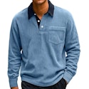 Men's Corduroy Colorblock Lapel Polo Shirt for 2 for $18 + $18 shipping