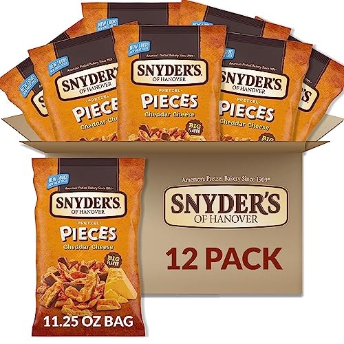 Snyder's of Hanover Cheddar Cheese Pretzel Pieces 11.25-oz. 12-Pack: $31.64 Snyder's of Hanover Cheddar Cheese Pretzel Pieces 11.25-oz. 12-Pack: $31.64