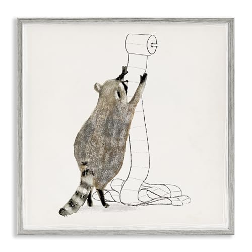 Raccoon Toilet Paper Hoarder 17 x 17-Inch Framed Giclée Print: $40.23
