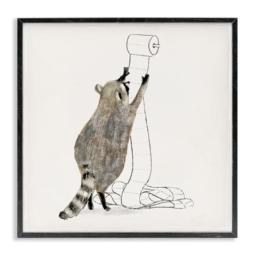 Raccoon Toilet Paper Hoarder Humor 24x24-Inch Framed Giclée Print: $51.42