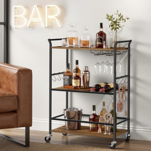Vasagle Rolling Bar Cart with Wine Rack and Glass Holder: $41.47 Vasagle Rolling Bar Cart with Wine Rack and Glass Holder: $41.47