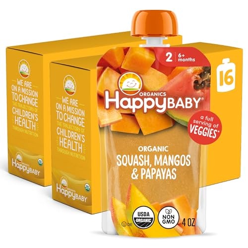 Happy Baby Clearly Crafted Stage 2 Squash Mango & Papaya 4oz Pouch 16-Pack: $28.43