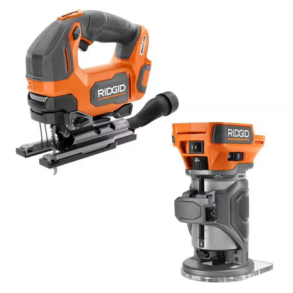 Ridgid 18V Brushless Cordless 2-Tool Combo Kit w/ Jig Saw & Router (Tools Only): $179 Ridgid 18V Brushless Cordless 2-Tool Combo Kit w/ Jig Saw & Router (Tools Only): $179