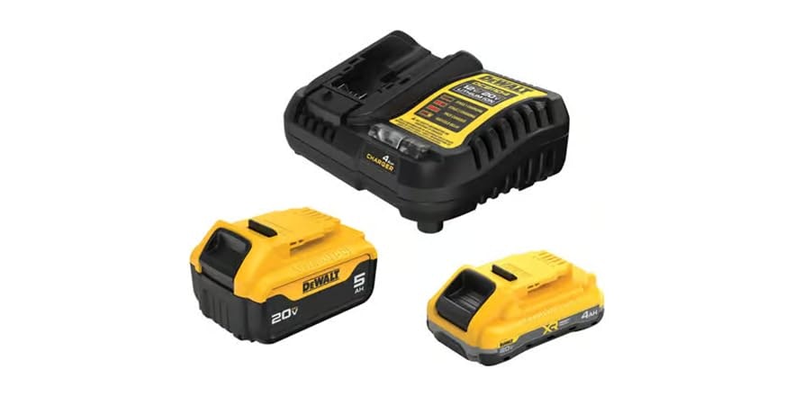 DeWalt 20V Lithium-Ion Starter Kit with 4Ah and 5Ah Batteries and Charger: $101