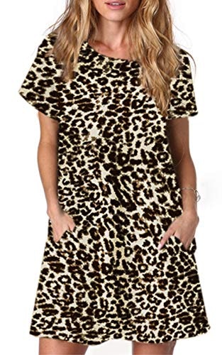 Alaster Women's Casual Short Sleeve Leopard Print T-Shirt Dress: $16.99 Alaster Women's Casual Short Sleeve Leopard Print T-Shirt Dress: $16.99