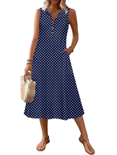 Zeagoo Women's Sleeveless V-Neck A-Line Midi Dress: $22.59