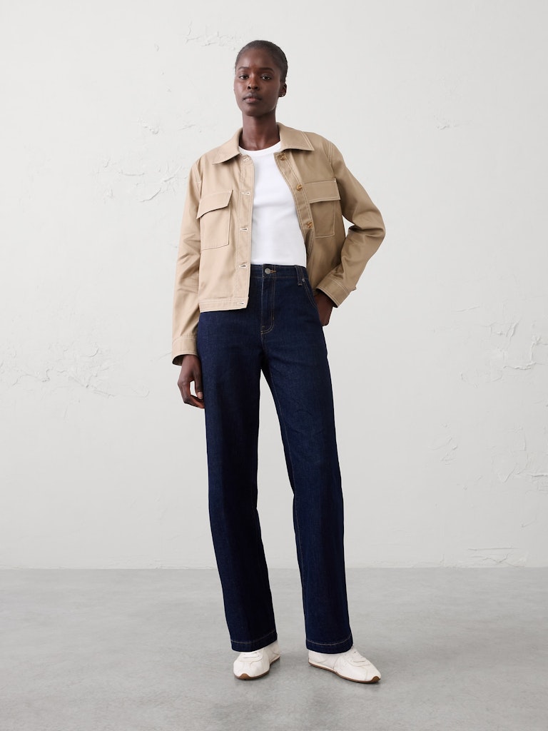 Straight High-Rise Tailored Jeans: $50 Straight High-Rise Tailored Jeans: $50