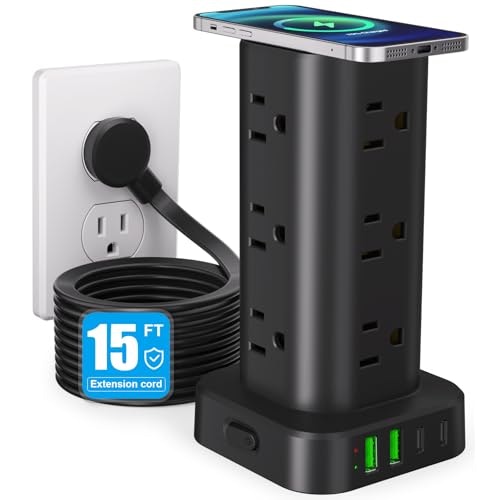 Power Strip Tower with 15-Foot Cord and Wireless Charger: $33.99 Power Strip Tower with 15-Foot Cord and Wireless Charger: $33.99