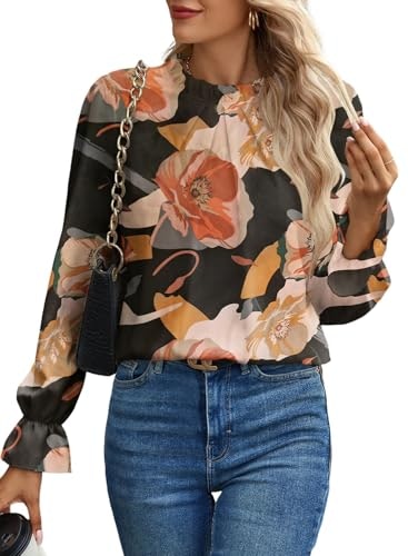 Spriolim Women's Boho Floral Crew Neck Long Sleeve Blouse: $19.99 Spriolim Women's Boho Floral Crew Neck Long Sleeve Blouse: $19.99