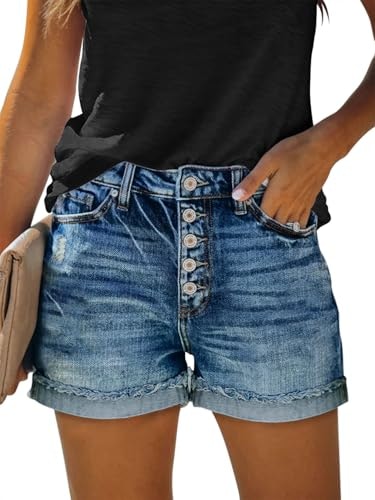 Angerella Women's Mid-Rise Ripped Denim Shorts: $25.58 Angerella Women's Mid-Rise Ripped Denim Shorts: $25.58
