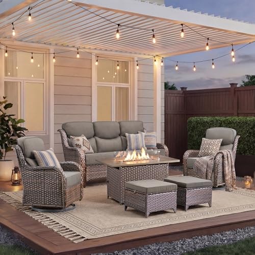 6-Piece Outdoor Patio Furniture Set with Fire Pit Table: $1,155.98