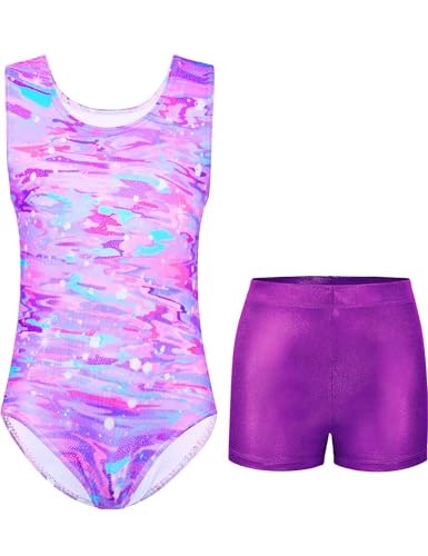 Kirinkylin Girls Gymnastics Leotard and Shorts Set: $9.49