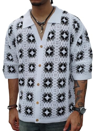 Arcciit Men's Crochet Mesh Button-Down Shirt: $23.98 Arcciit Men's Crochet Mesh Button-Down Shirt: $23.98