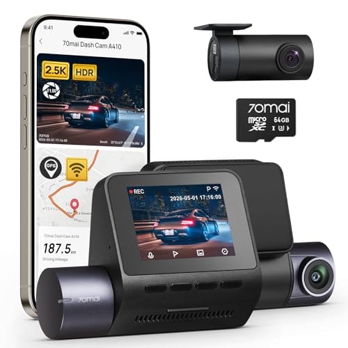 70mai A410 2.5K Front and 1080P Rear Dual Dash Cam: $59.96 70mai A410 2.5K Front and 1080P Rear Dual Dash Cam: $59.96