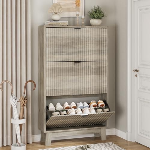 Xixini 54-Inch 3-Drawer Fluted Shoe Cabinet: $127.49 Xixini 54-Inch 3-Drawer Fluted Shoe Cabinet: $127.49