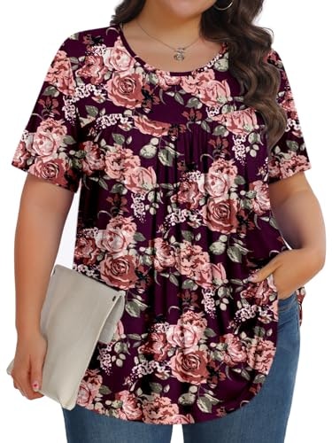 Tencede Women's Plus Size Short Sleeve Crew Neck Tunic Blouse 5X: $19.98 Tencede Women's Plus Size Short Sleeve Crew Neck Tunic Blouse 5X: $19.98