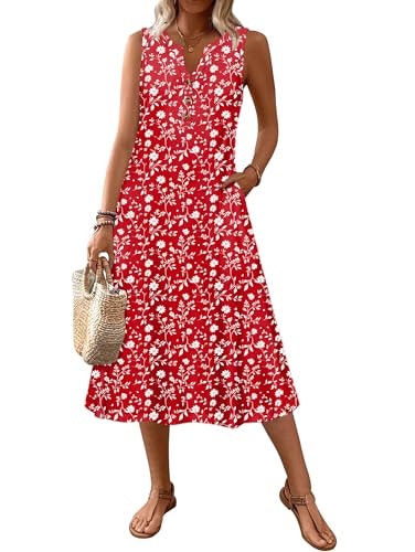 Zeagoo Women's Sleeveless V-Neck Midi Sundress: $19.98 Zeagoo Women's Sleeveless V-Neck Midi Sundress: $19.98