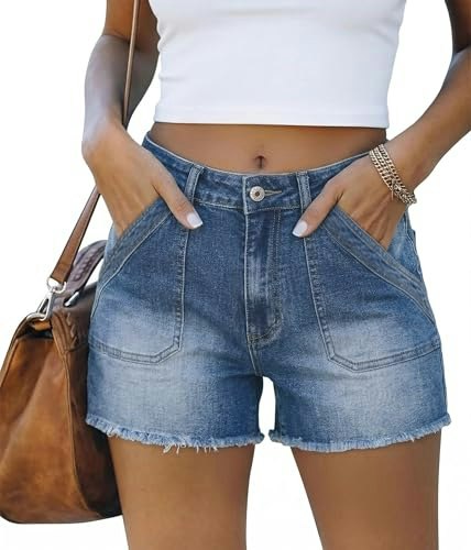 Angerella Women's High-Waisted Distressed Denim Shorts: $19.98 Angerella Women's High-Waisted Distressed Denim Shorts: $19.98