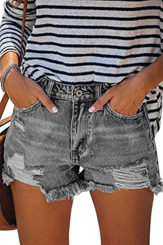 Angerella Women's Mid Rise Ripped Denim Shorts: $25.57