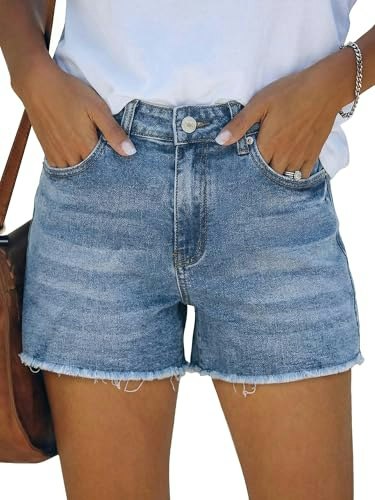 Angerella Women's High Waisted Ripped Denim Shorts: $23.79 Angerella Women's High Waisted Ripped Denim Shorts: $23.79