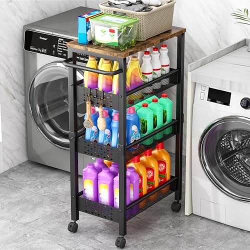 Vivihomety 4-Tier Rolling Laundry Utility Cart: $39.96 Vivihomety 4-Tier Rolling Laundry Utility Cart: $39.96