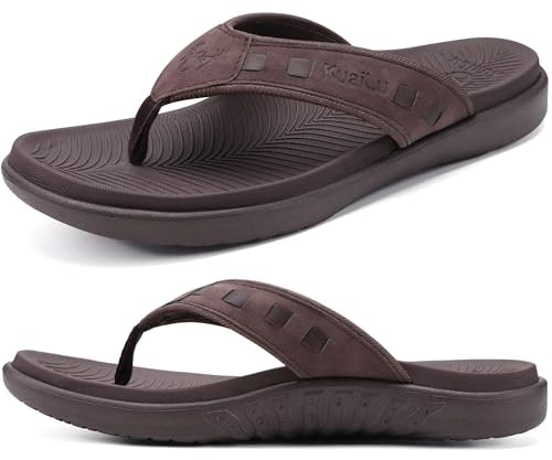 Kuailu Men's Leather Orthotic Arch Support Flip Flops: $25.19 Kuailu Men's Leather Orthotic Arch Support Flip Flops: $25.19