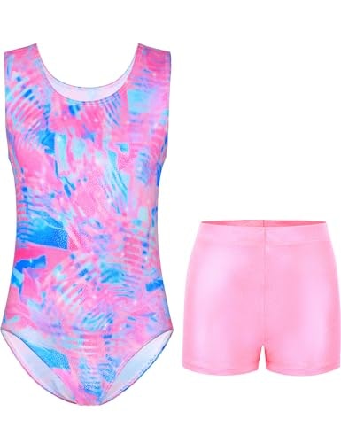 Kirinkylin Girls' Gymnastics Leotard and Shorts Set: $9.49