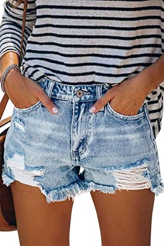 Angerella Women's High Waisted Frayed Denim Shorts: $24.29 Angerella Women's High Waisted Frayed Denim Shorts: $24.29