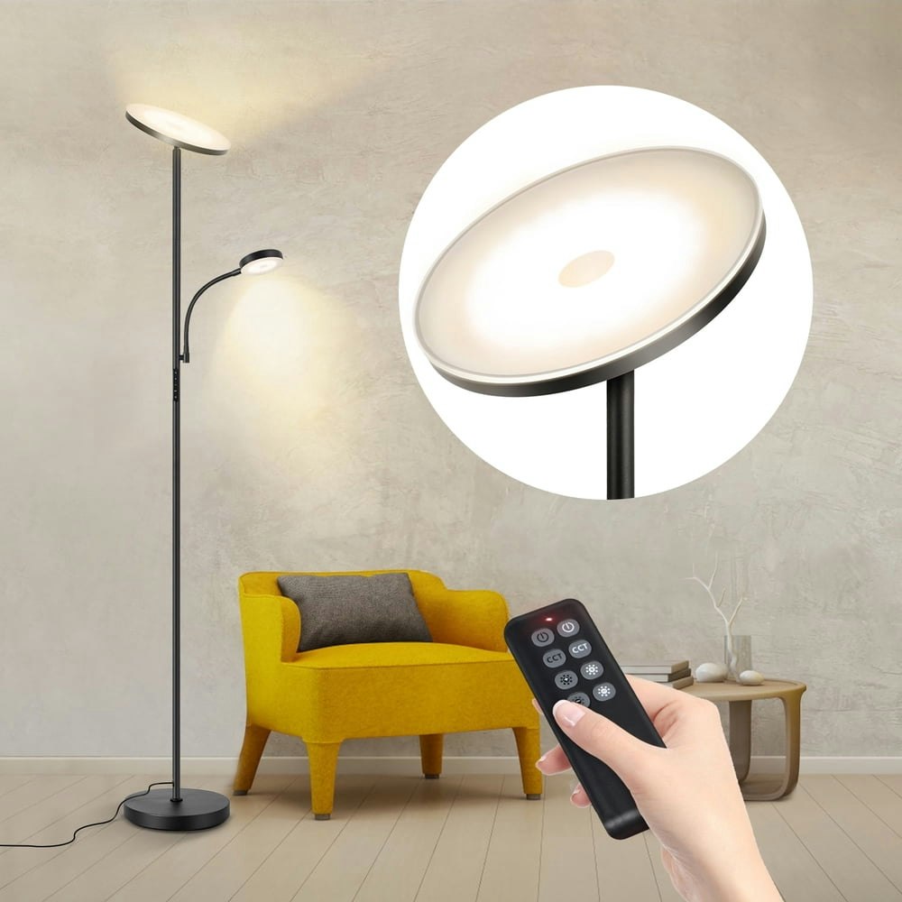 Outon Dimmable LED Torchiere Floor Lamp with Reading Light: $47.69 Outon Dimmable LED Torchiere Floor Lamp with Reading Light: $47.69