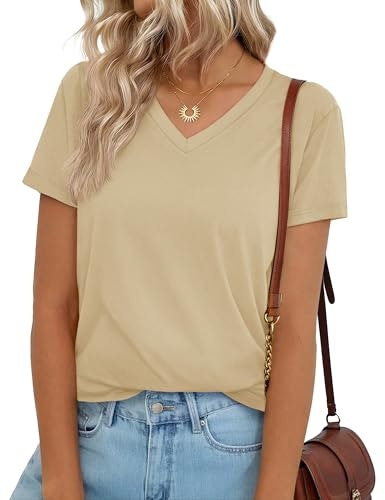 Yucolen Women's V-Neck Short Sleeve T-Shirt: $14.99 Yucolen Women's V-Neck Short Sleeve T-Shirt: $14.99