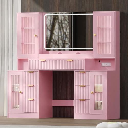 Boxaction 55-inch Makeup Vanity Desk with Mirror and Lights: $271.99