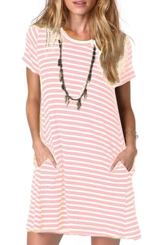 Alaster Women's Casual Striped Short Sleeve T-Shirt Dress: $16.99 Alaster Women's Casual Striped Short Sleeve T-Shirt Dress: $16.99
