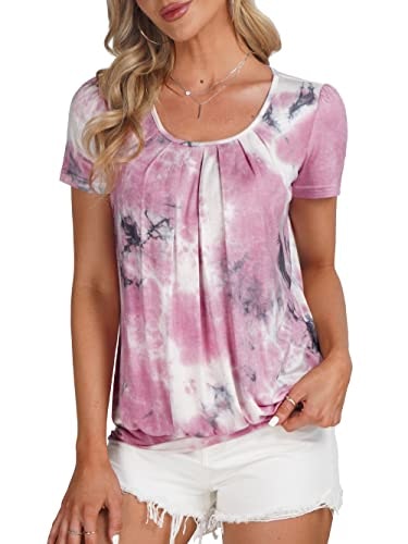 DJT Women's Short Sleeve Pleated Casual Blouse: $16.99