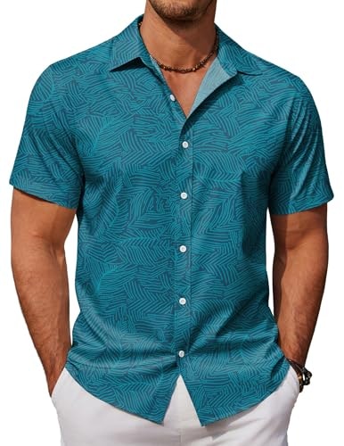 Coofandy Men's Tropical Short Sleeve Button-Up Shirt: $14.98