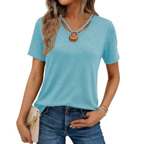 Kilisu Women's Keyhole Neck Short Sleeve Tee Shirt: $8.54 Kilisu Women's Keyhole Neck Short Sleeve Tee Shirt: $8.54