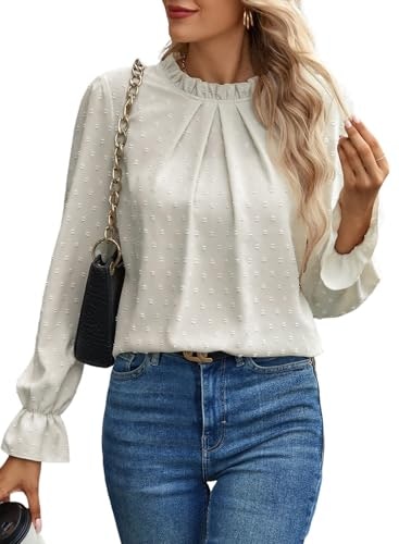 Spriolim Women's Swiss Dot Long Sleeve Blouse: $19.99 Spriolim Women's Swiss Dot Long Sleeve Blouse: $19.99