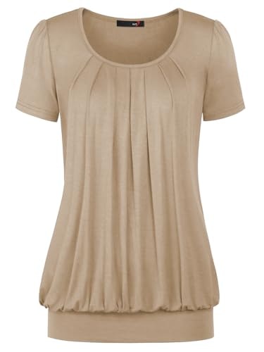 DJT Women's Short Sleeve Pleated Front Blouse: $14.99