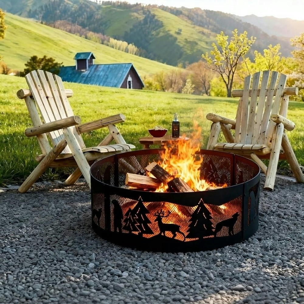 36-inch Wildlife Wood Burning Fire Pit Ring: $59.99 36-inch Wildlife Wood Burning Fire Pit Ring: $59.99