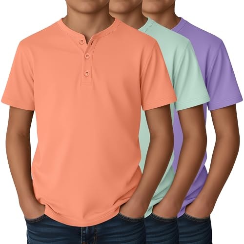Ficerd Boys' Henley Short Sleeve T-Shirt 3-Pack: $19.99 Ficerd Boys' Henley Short Sleeve T-Shirt 3-Pack: $19.99