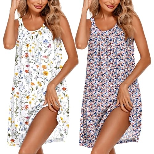Ekouaer Sleeveless Pleated Nightgown 2-Pack: $19.98