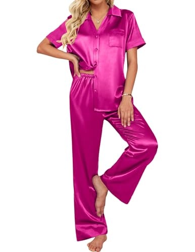 Ekouaer Women's Satin 2-Piece Pajama Set: $22.59 Ekouaer Women's Satin 2-Piece Pajama Set: $22.59